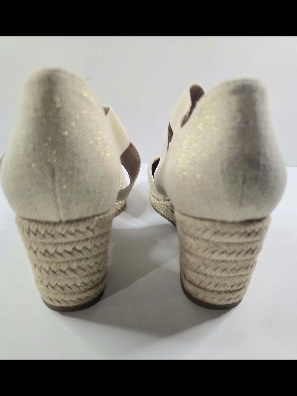 DREAM PAIRS Beige Espadrille Wedge Shoes Elastic Straps Size 8.5 - Picture 4 of 11